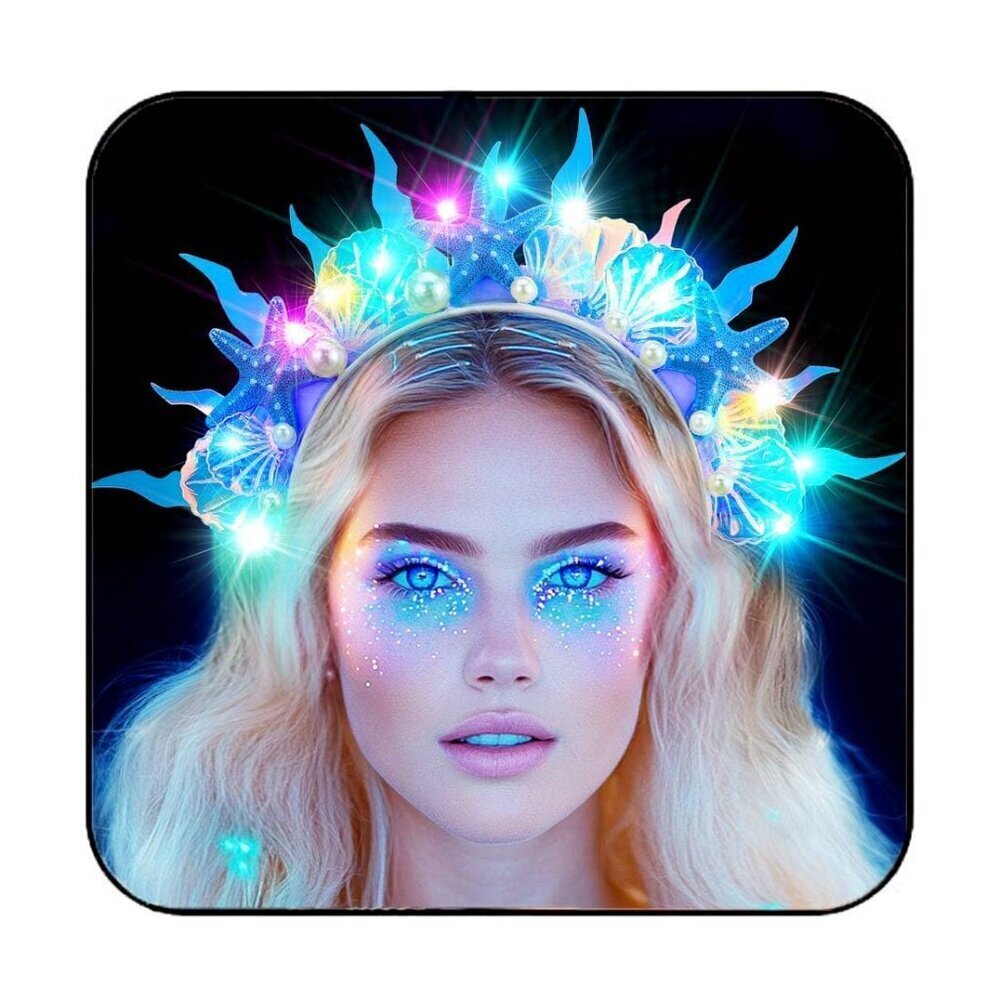 Light Up Mermaid Headpiece Led Starfish Hair Accessory for Women and Girls